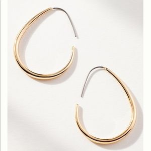 ANTHROPOLOGIE Molten Gold Hoop Earrings • Teardrop hoop NWOT